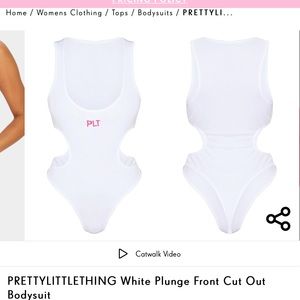 PRETTYLITTLETHING White Plunge Front Cut Out Bodysuit